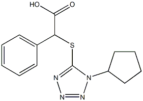 2-[(1-cyclopentyl-1H-1,2,3,4-tetrazol-5-yl)sulfanyl]-2-phenylacetic acid Struktur