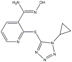 2-[(1-cyclopropyl-1H-1,2,3,4-tetrazol-5-yl)sulfanyl]-N'-hydroxypyridine-3-carboximidamide Struktur
