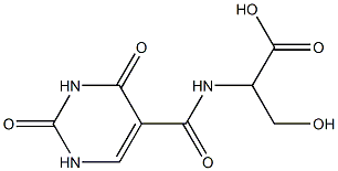 2-[(2,4-dioxo-1,2,3,4-tetrahydropyrimidin-5-yl)formamido]-3-hydroxypropanoic acid Structure