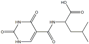2-[(2,4-dioxo-1,2,3,4-tetrahydropyrimidin-5-yl)formamido]-4-methylpentanoic acid 化学構造式