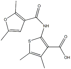 2-[(2,5-dimethyl-3-furoyl)amino]-4,5-dimethylthiophene-3-carboxylic acid,,结构式