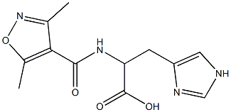 2-[(3,5-dimethyl-1,2-oxazol-4-yl)formamido]-3-(1H-imidazol-4-yl)propanoic acid 结构式