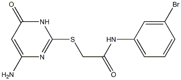 2-[(4-amino-6-oxo-1,6-dihydropyrimidin-2-yl)sulfanyl]-N-(3-bromophenyl)acetamide 化学構造式