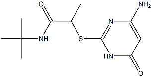 2-[(4-amino-6-oxo-1,6-dihydropyrimidin-2-yl)sulfanyl]-N-tert-butylpropanamide Struktur