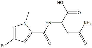 2-[(4-bromo-1-methyl-1H-pyrrol-2-yl)formamido]-3-carbamoylpropanoic acid 化学構造式