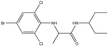 2-[(4-bromo-2,6-dichlorophenyl)amino]-N-(pentan-3-yl)propanamide 化学構造式