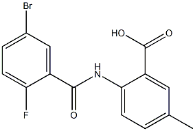 2-[(5-bromo-2-fluorobenzene)amido]-5-methylbenzoic acid,,结构式