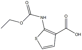 2-(エトキシカルボニルアミノ)チオフェン-3-カルボン酸 化学構造式