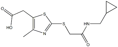 2-[2-({[(cyclopropylmethyl)carbamoyl]methyl}sulfanyl)-4-methyl-1,3-thiazol-5-yl]acetic acid Structure