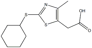 2-[2-(cyclohexylsulfanyl)-4-methyl-1,3-thiazol-5-yl]acetic acid,,结构式