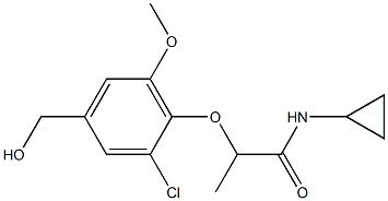 2-[2-chloro-4-(hydroxymethyl)-6-methoxyphenoxy]-N-cyclopropylpropanamide,,结构式