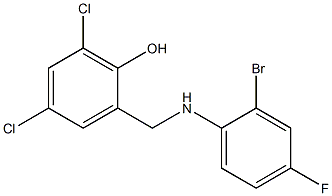 2-{[(2-bromo-4-fluorophenyl)amino]methyl}-4,6-dichlorophenol Struktur