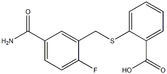 2-{[(5-carbamoyl-2-fluorophenyl)methyl]sulfanyl}benzoic acid Structure