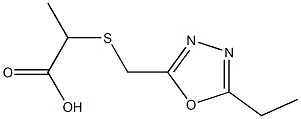 2-{[(5-ethyl-1,3,4-oxadiazol-2-yl)methyl]sulfanyl}propanoic acid 化学構造式