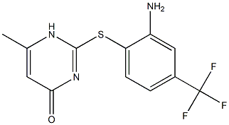 2-{[2-amino-4-(trifluoromethyl)phenyl]sulfanyl}-6-methyl-1,4-dihydropyrimidin-4-one,,结构式