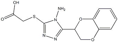 2-{[4-amino-5-(2,3-dihydro-1,4-benzodioxin-2-yl)-4H-1,2,4-triazol-3-yl]sulfanyl}acetic acid 化学構造式