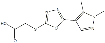 2-{[5-(1,5-dimethyl-1H-pyrazol-4-yl)-1,3,4-oxadiazol-2-yl]sulfanyl}acetic acid,,结构式