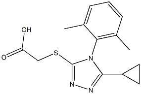 2-{[5-cyclopropyl-4-(2,6-dimethylphenyl)-4H-1,2,4-triazol-3-yl]sulfanyl}acetic acid Struktur