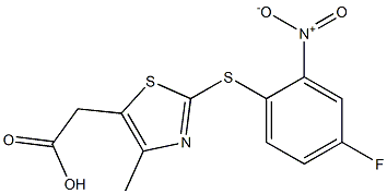 2-{2-[(4-fluoro-2-nitrophenyl)sulfanyl]-4-methyl-1,3-thiazol-5-yl}acetic acid 结构式