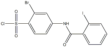 2-bromo-4-[(2-iodobenzene)amido]benzene-1-sulfonyl chloride Struktur