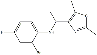 2-bromo-N-[1-(2,5-dimethyl-1,3-thiazol-4-yl)ethyl]-4-fluoroaniline Struktur