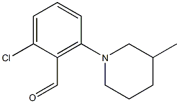 2-chloro-6-(3-methylpiperidin-1-yl)benzaldehyde,,结构式