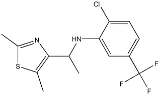 2-chloro-N-[1-(2,5-dimethyl-1,3-thiazol-4-yl)ethyl]-5-(trifluoromethyl)aniline 化学構造式