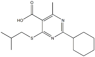 2-cyclohexyl-4-(isobutylthio)-6-methylpyrimidine-5-carboxylic acid 结构式