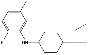 2-fluoro-5-methyl-N-[4-(2-methylbutan-2-yl)cyclohexyl]aniline 化学構造式