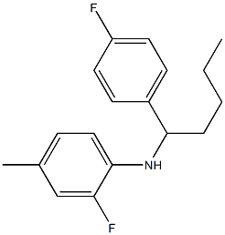 2-fluoro-N-[1-(4-fluorophenyl)pentyl]-4-methylaniline Struktur