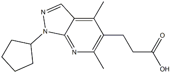 3-(1-cyclopentyl-4,6-dimethyl-1H-pyrazolo[3,4-b]pyridin-5-yl)propanoic acid,,结构式