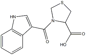 3-(1H-indol-3-ylcarbonyl)-1,3-thiazolidine-4-carboxylic acid 化学構造式