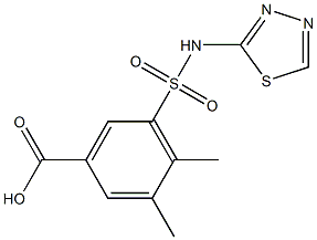 3,4-dimethyl-5-(1,3,4-thiadiazol-2-ylsulfamoyl)benzoic acid,,结构式