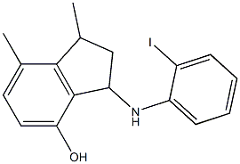 3-[(2-iodophenyl)amino]-1,7-dimethyl-2,3-dihydro-1H-inden-4-ol Struktur
