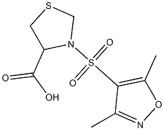 3-[(3,5-dimethyl-1,2-oxazole-4-)sulfonyl]-1,3-thiazolidine-4-carboxylic acid 结构式