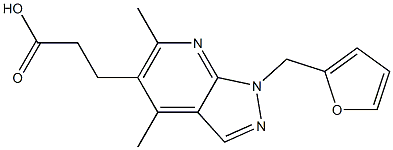 3-[1-(2-furylmethyl)-4,6-dimethyl-1H-pyrazolo[3,4-b]pyridin-5-yl]propanoic acid 化学構造式