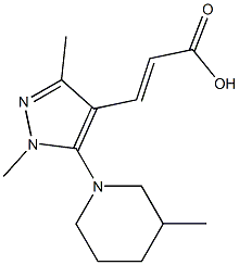 3-[1,3-dimethyl-5-(3-methylpiperidin-1-yl)-1H-pyrazol-4-yl]prop-2-enoic acid,,结构式