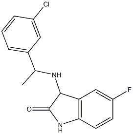 3-{[1-(3-chlorophenyl)ethyl]amino}-5-fluoro-2,3-dihydro-1H-indol-2-one 化学構造式