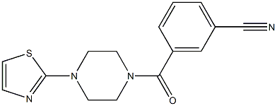 3-{[4-(1,3-thiazol-2-yl)piperazin-1-yl]carbonyl}benzonitrile 化学構造式