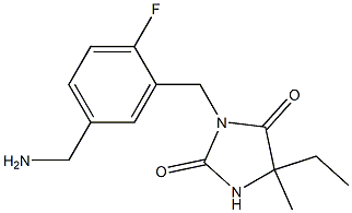 3-{[5-(aminomethyl)-2-fluorophenyl]methyl}-5-ethyl-5-methylimidazolidine-2,4-dione Structure