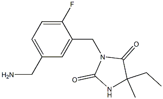 3-{[5-(aminomethyl)-2-fluorophenyl]methyl}-5-ethyl-5-methylimidazolidine-2,4-dione,,结构式