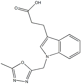 3-{1-[(5-methyl-1,3,4-oxadiazol-2-yl)methyl]-1H-indol-3-yl}propanoic acid 化学構造式