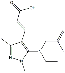 3-{5-[ethyl(2-methylprop-2-en-1-yl)amino]-1,3-dimethyl-1H-pyrazol-4-yl}prop-2-enoic acid Struktur