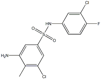 3-amino-5-chloro-N-(3-chloro-4-fluorophenyl)-4-methylbenzene-1-sulfonamide 结构式