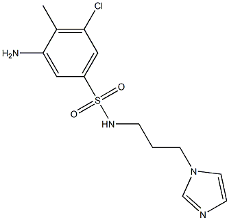 3-amino-5-chloro-N-[3-(1H-imidazol-1-yl)propyl]-4-methylbenzene-1-sulfonamide 结构式