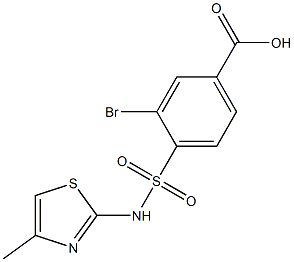 3-bromo-4-[(4-methyl-1,3-thiazol-2-yl)sulfamoyl]benzoic acid,,结构式