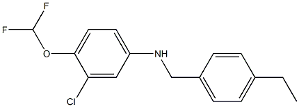 3-chloro-4-(difluoromethoxy)-N-[(4-ethylphenyl)methyl]aniline,,结构式