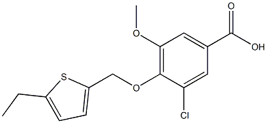 3-chloro-4-[(5-ethylthiophen-2-yl)methoxy]-5-methoxybenzoic acid Struktur