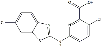 3-chloro-6-[(6-chloro-1,3-benzothiazol-2-yl)amino]pyridine-2-carboxylic acid 结构式