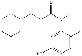 3-cyclohexyl-N-ethyl-N-(5-hydroxy-2-methylphenyl)propanamide 化学構造式